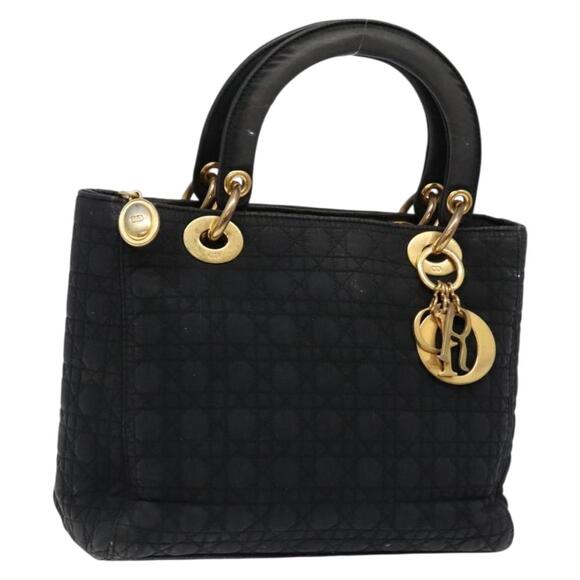 DIOR Canage Lady DIOR Hand Bag Nylon Black Gold - Picture 1 of 12